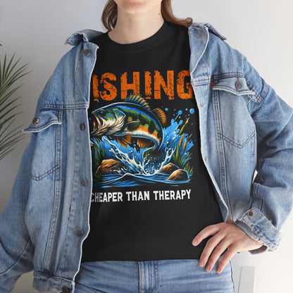 "Fishing Cheaper Than Therapy" Fishing Tee