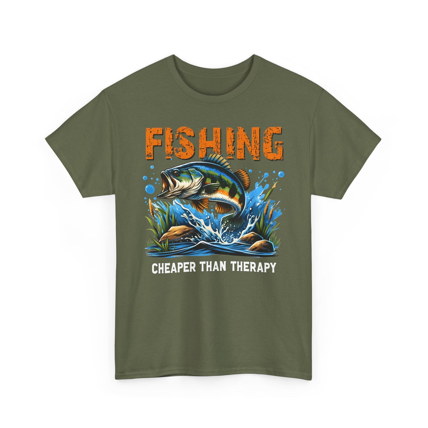 "Fishing Cheaper Than Therapy" Fishing Tee