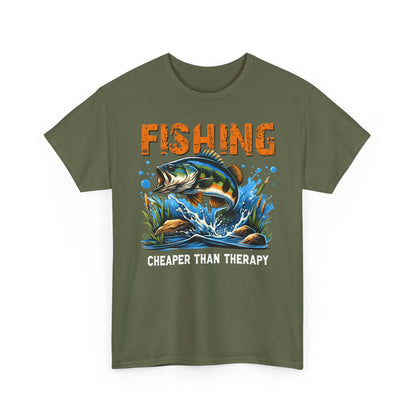 "Fishing Cheaper Than Therapy" Fishing Tee
