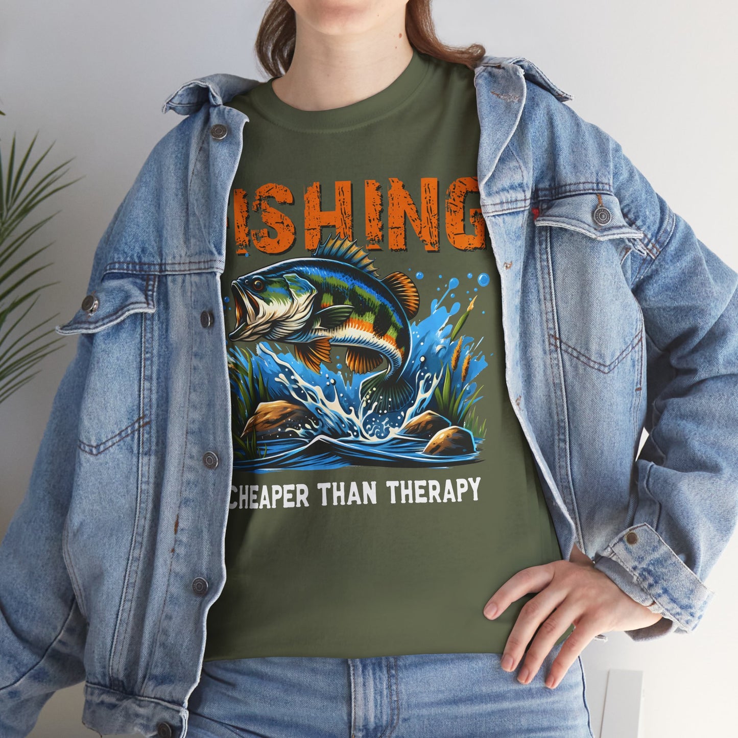 "Fishing Cheaper Than Therapy" Fishing Tee