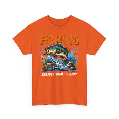 "Fishing Cheaper Than Therapy" Fishing Tee