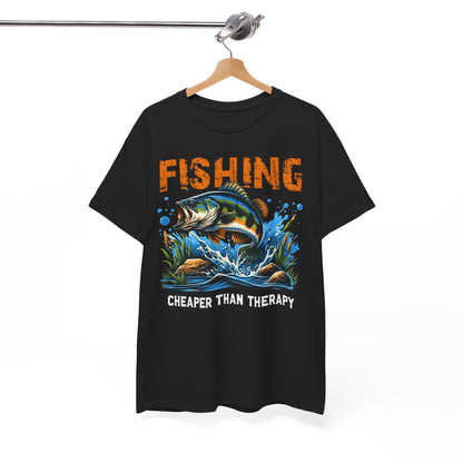 "Fishing Cheaper Than Therapy" Fishing Tee