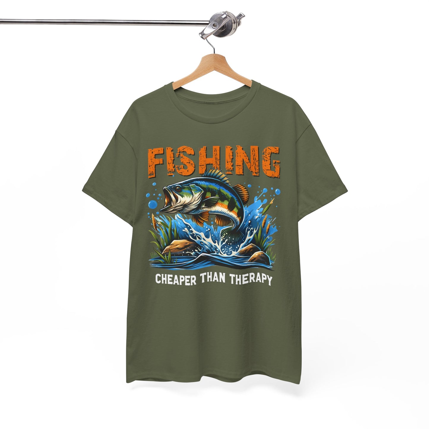 "Fishing Cheaper Than Therapy" Fishing Tee