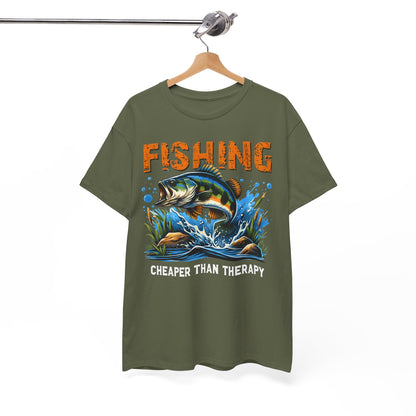 "Fishing Cheaper Than Therapy" Fishing Tee